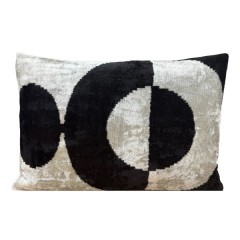 VELVET IKAT PILLOW COVER BLACK SILVER Q9 
